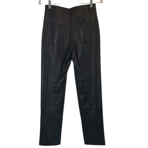 Aritzia Wilfred Black Vegan Faux Leather Straight Leg Pants High Waisted Size 4 - Picture 4 of 5